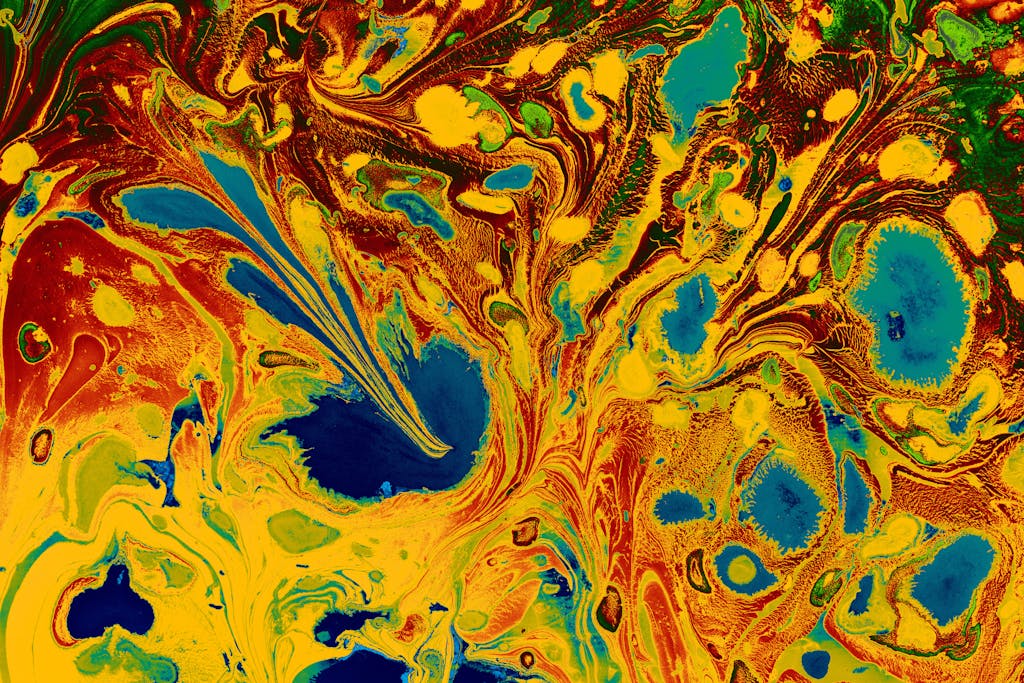 Bright, abstract art with swirling colors creating a vivid, dynamic composition.